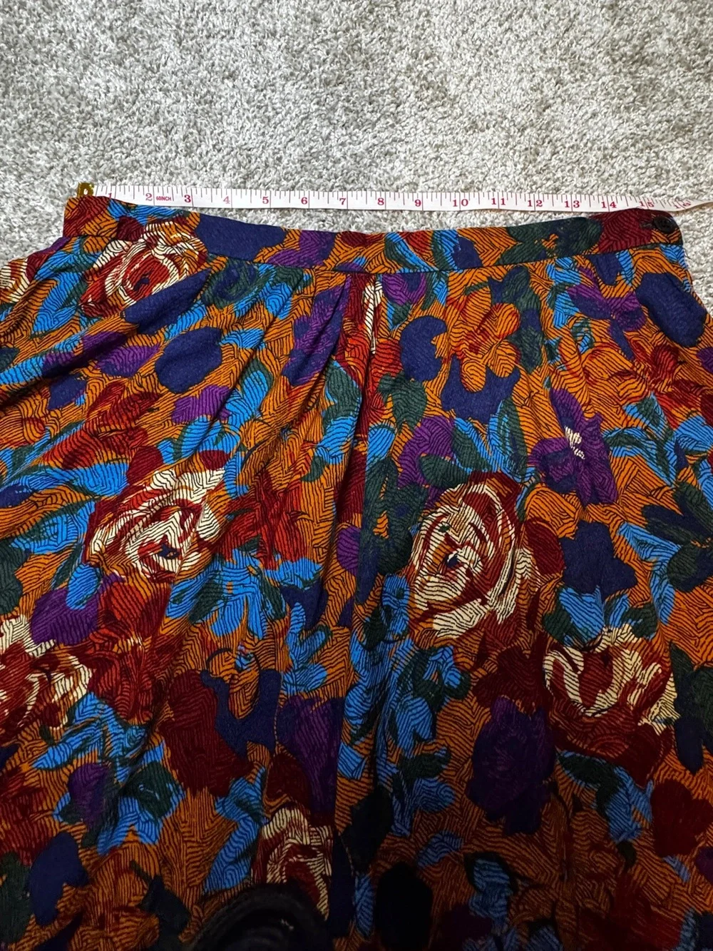 Vintage Robbie Bee Floral Midi Skirt Size M Brown Blue Purple Cottagecore